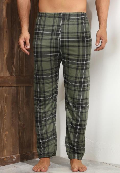 Pantaloni de Pijama ,Barbati,Culoare Verde Inchis cu Alb,Engros